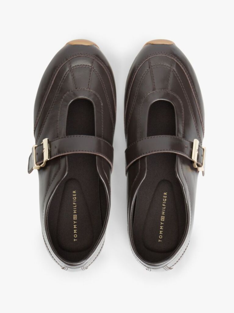 Brown Leather Mary Jane Trainers  Women