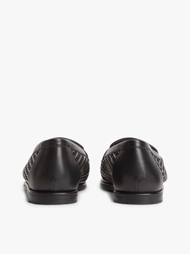 Black Cutout Leather Penny Loafers  Women