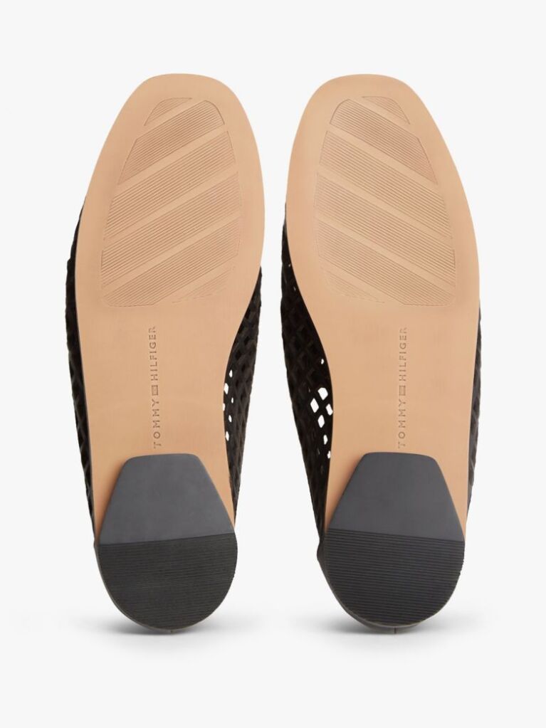 Black Cutout Leather Penny Loafers  Women