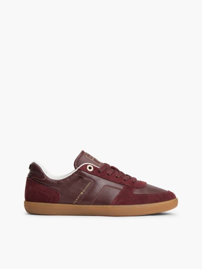 Κόκκινο Δερμάτινα Sneakers Με Μίξη Υφών  Γυναίκες
