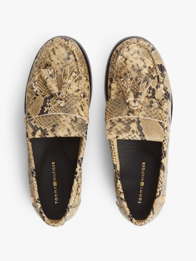 Multi Leather Snake Print Tassel Loafers  Women