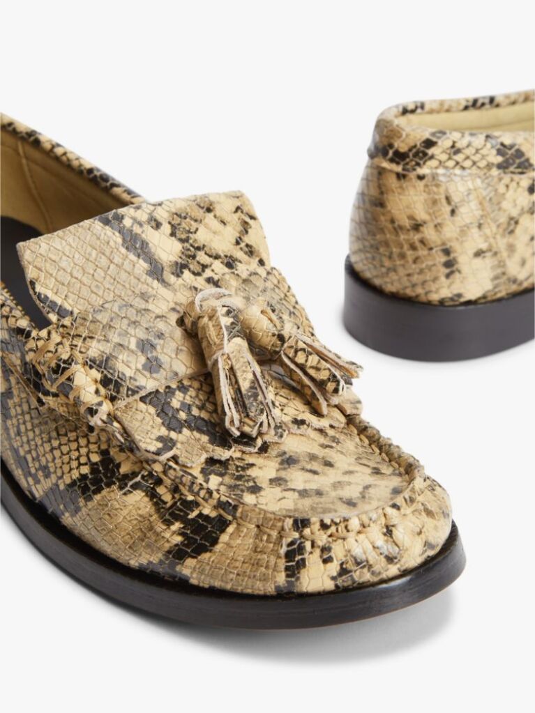 Multi Leather Snake Print Tassel Loafers  Women