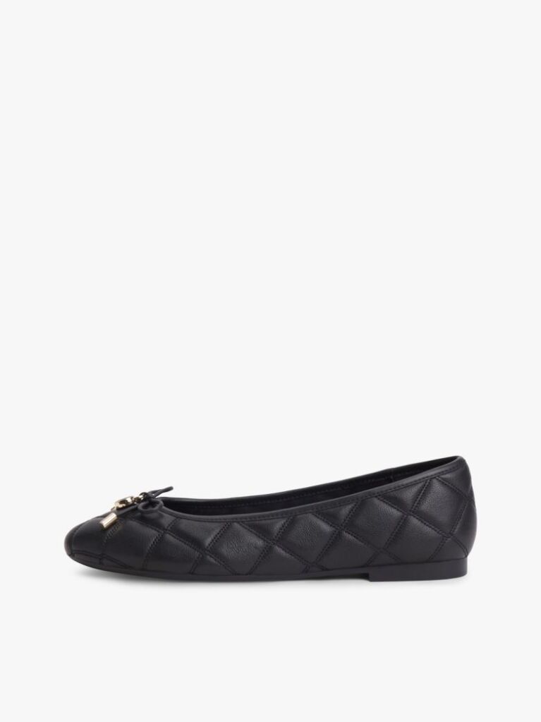 Black Logo Charm Quilted Leather Ballerinas  Women