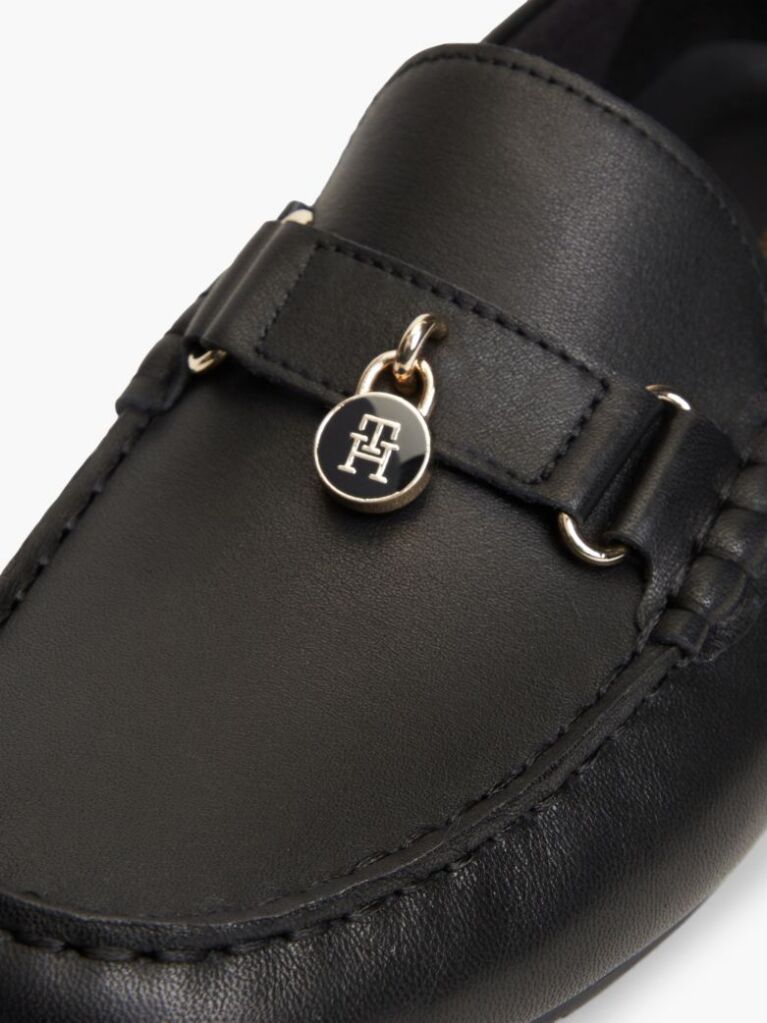 Μαύρο TH Monogram Δερμάτινα Μοκασίνια  Γυναίκες