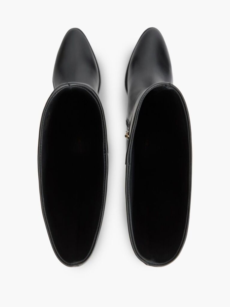 Black Leather Stiletto Heel Knee-High Boots  Women