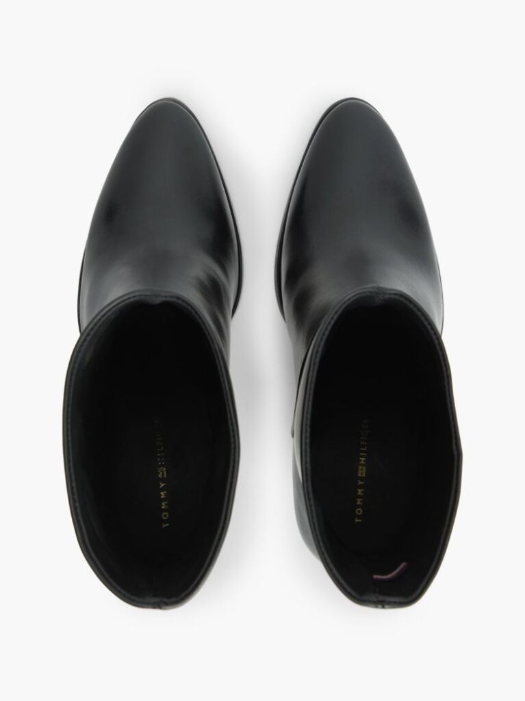 Black Leather Stiletto Heel Ankle Boots  Women