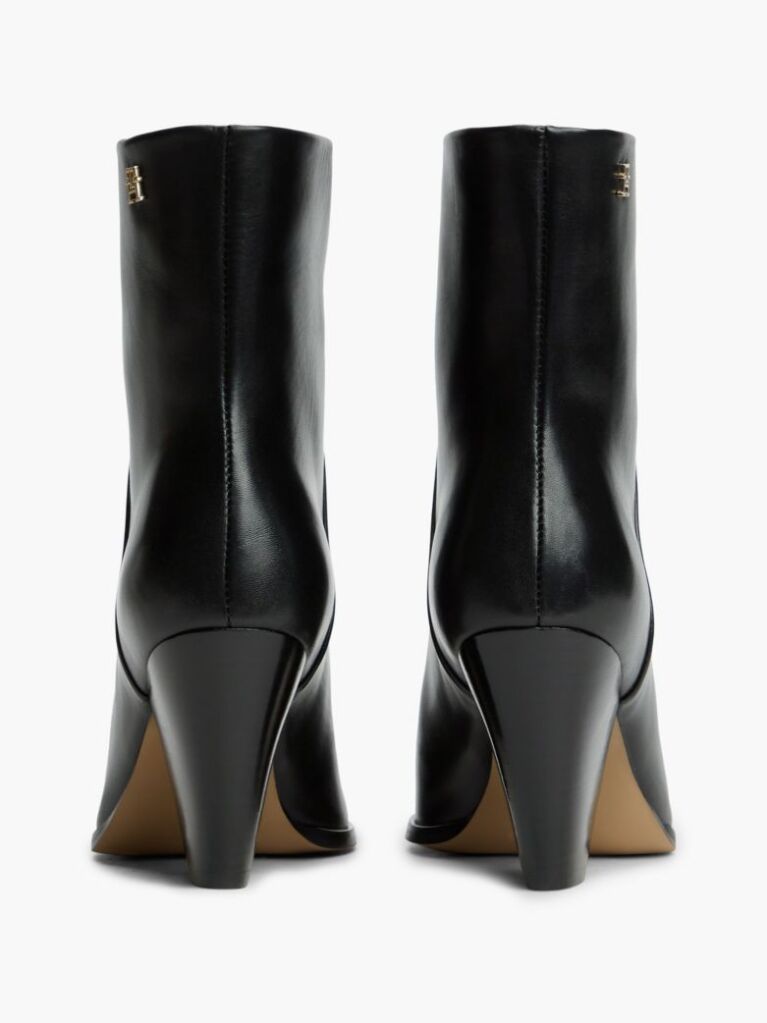 Black Leather Stiletto Heel Ankle Boots  Women