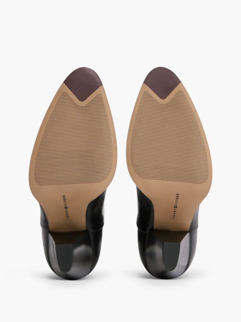 Black Leather Stiletto Heel Ankle Boots  Women