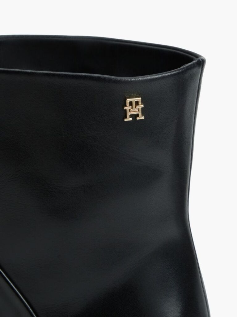 Black Leather Stiletto Heel Ankle Boots  Women