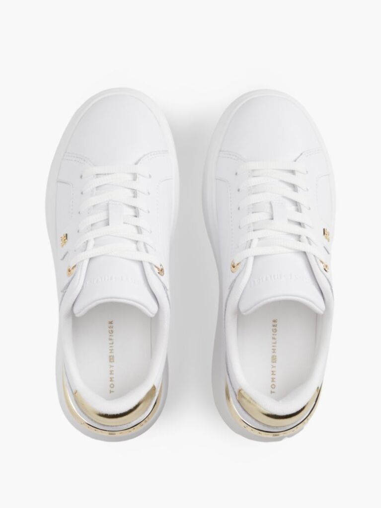Άσπρο TH Monogram Δερμάτινα Sneakers Με Πλατφόρμα  Γυναίκες
