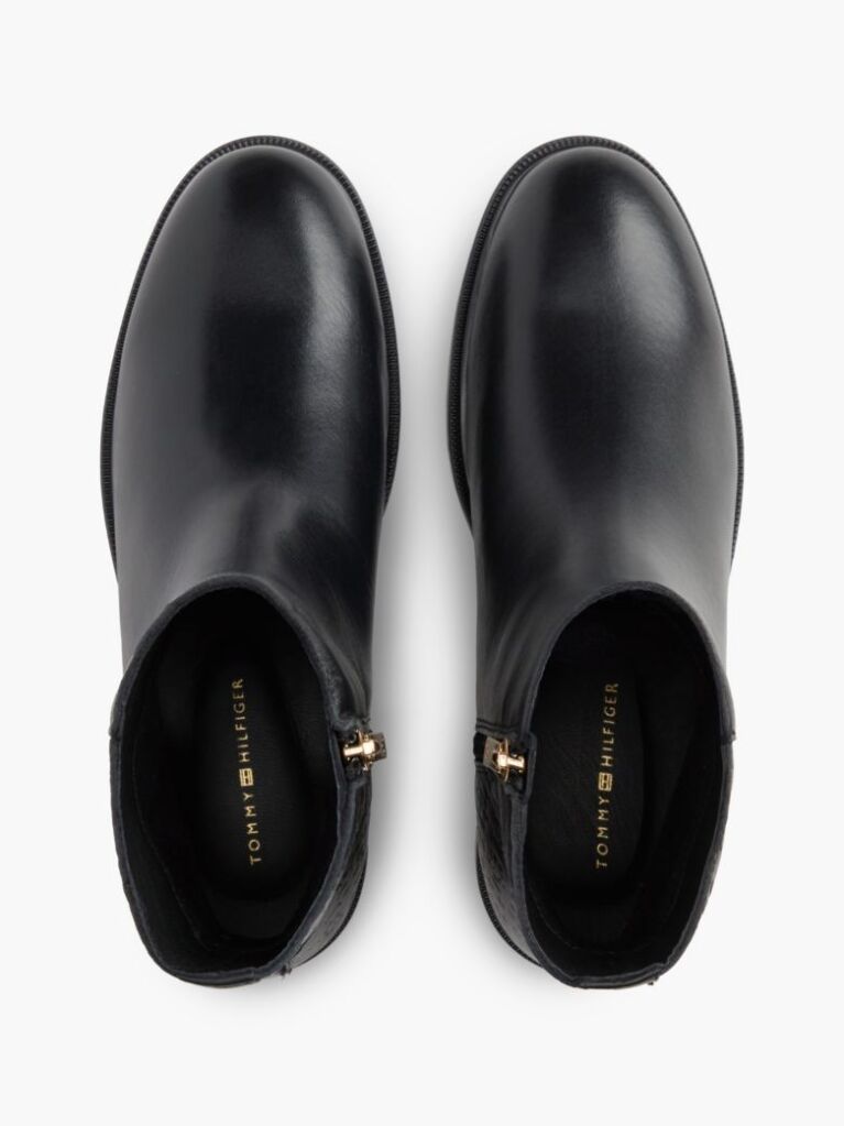 Black TH Monogram Embossed Leather Ankle Boots  Women