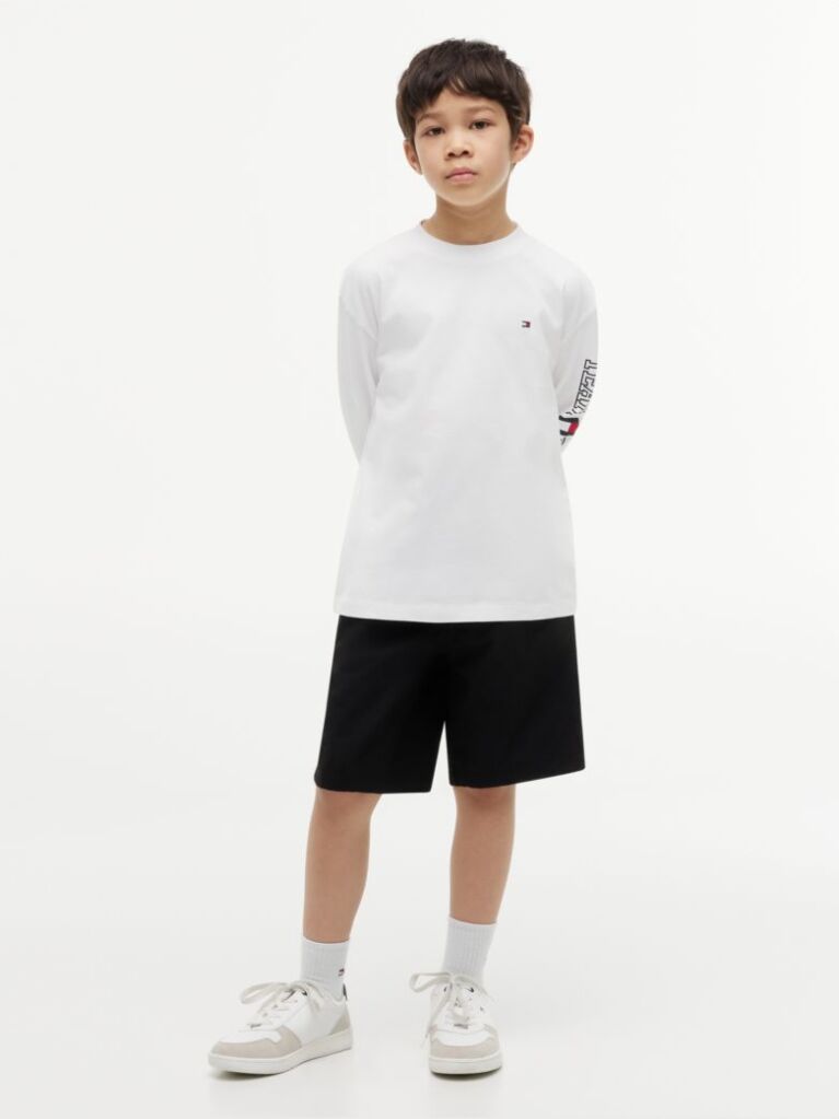 White Logo Long Sleeve T-Shirt  Boys