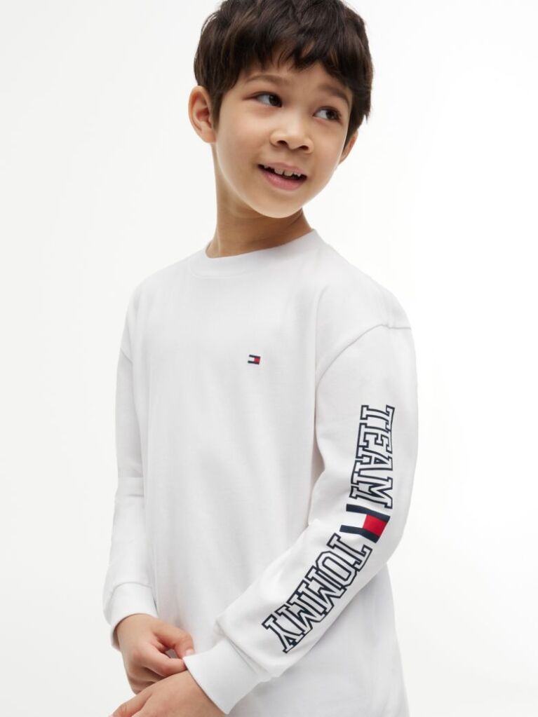 White Logo Long Sleeve T-Shirt  Boys