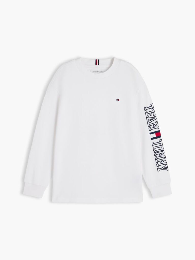 White Logo Long Sleeve T-Shirt  Boys