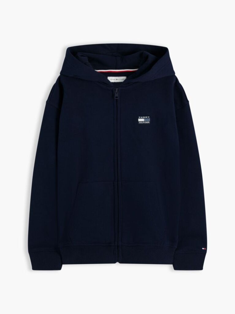 Μπλε Βαμβακερό Hoody Με Φερμουάρ Και Tonal Λογότυπο  Αγόρια