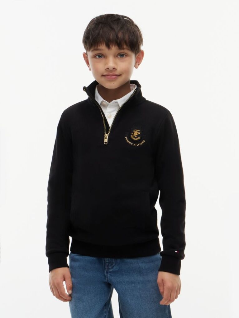 Black Logo Badge Quarter-Zip Sweatshirt  Boys