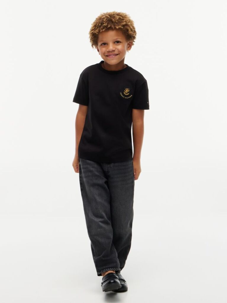 Black Shield Logo Appliqué T-Shirt  Boys