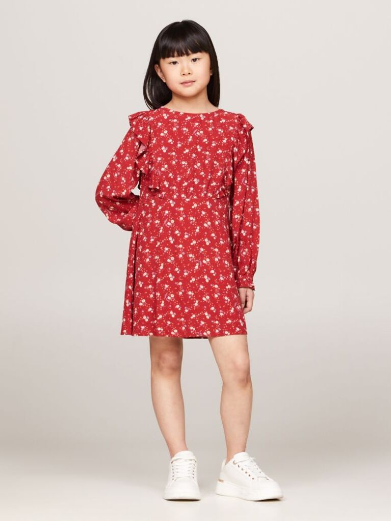 Multi Mountain Floral Print Fit And Flare Dress  Girls