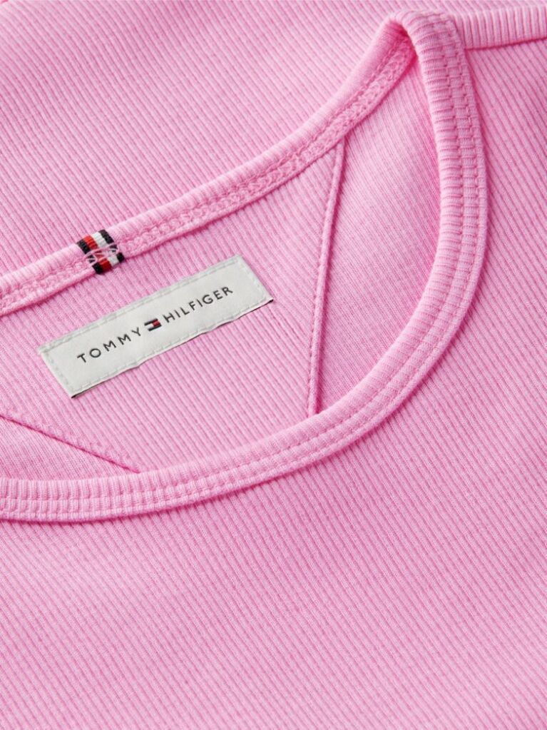Pink Essential Extra Slim Ribbed Short Sleeve Top  Girls