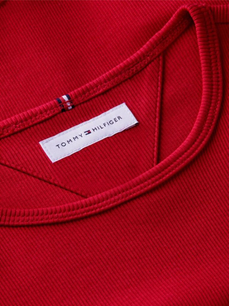Red Essential Extra Slim Ribbed Short Sleeve Top  Girls