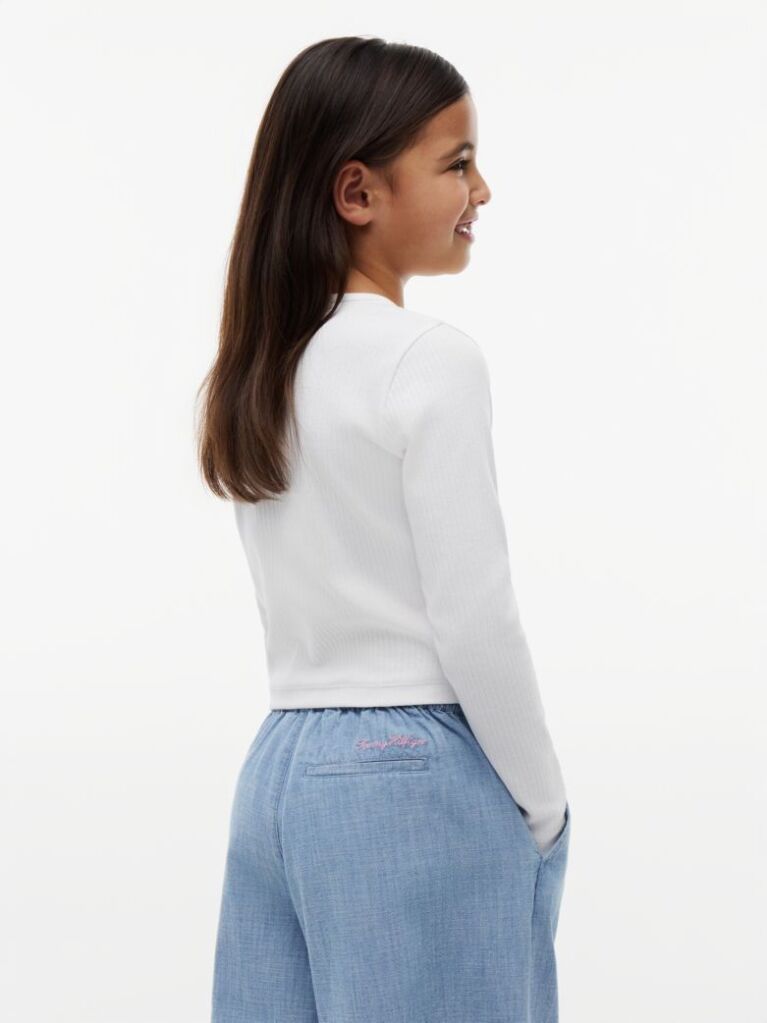 White Heritage Extra Slim Long Sleeve T-Shirt  Girls