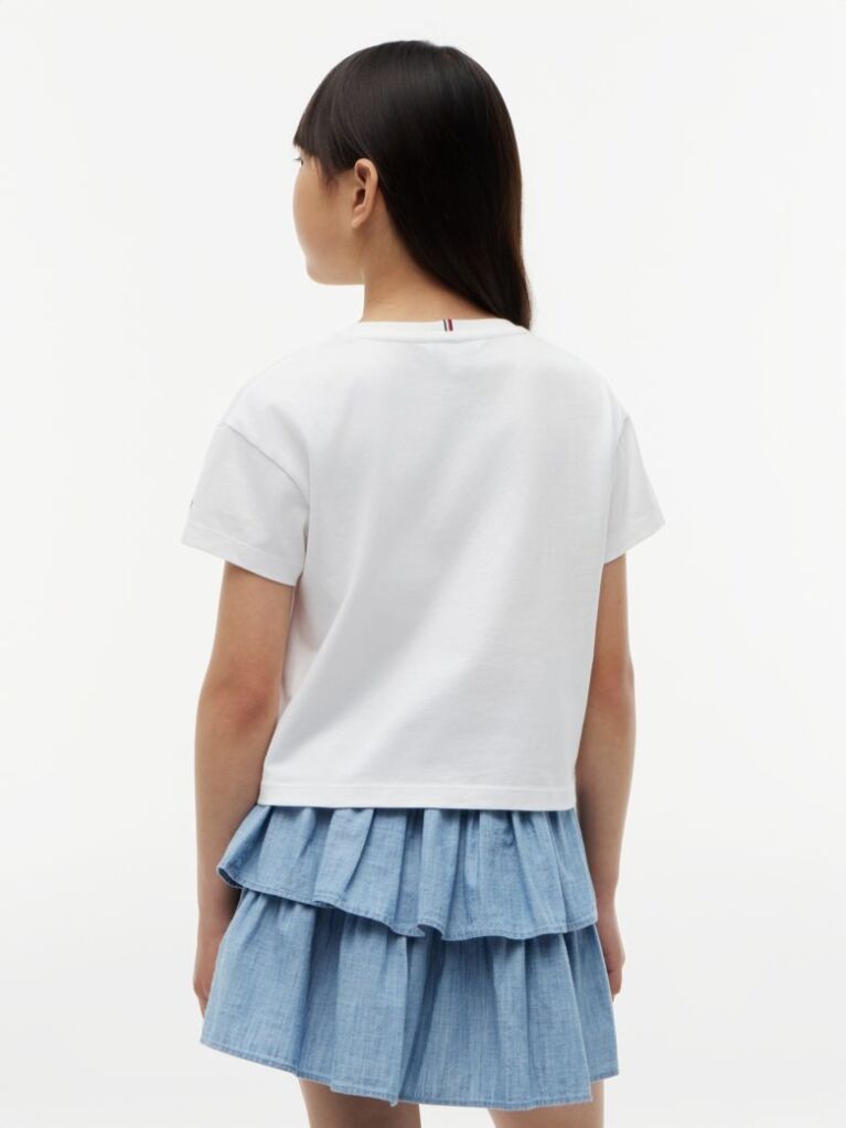White Rhinestone Logo Relaxed T-Shirt  Girls