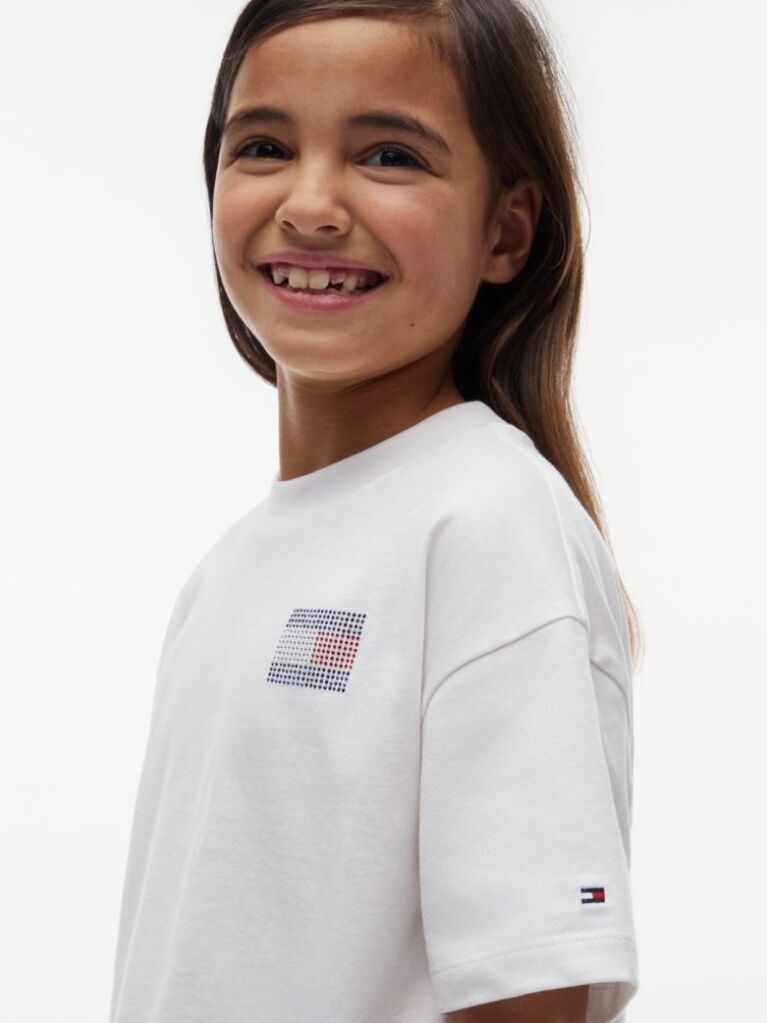White Rhinestone Jersey T-Shirt  Girls