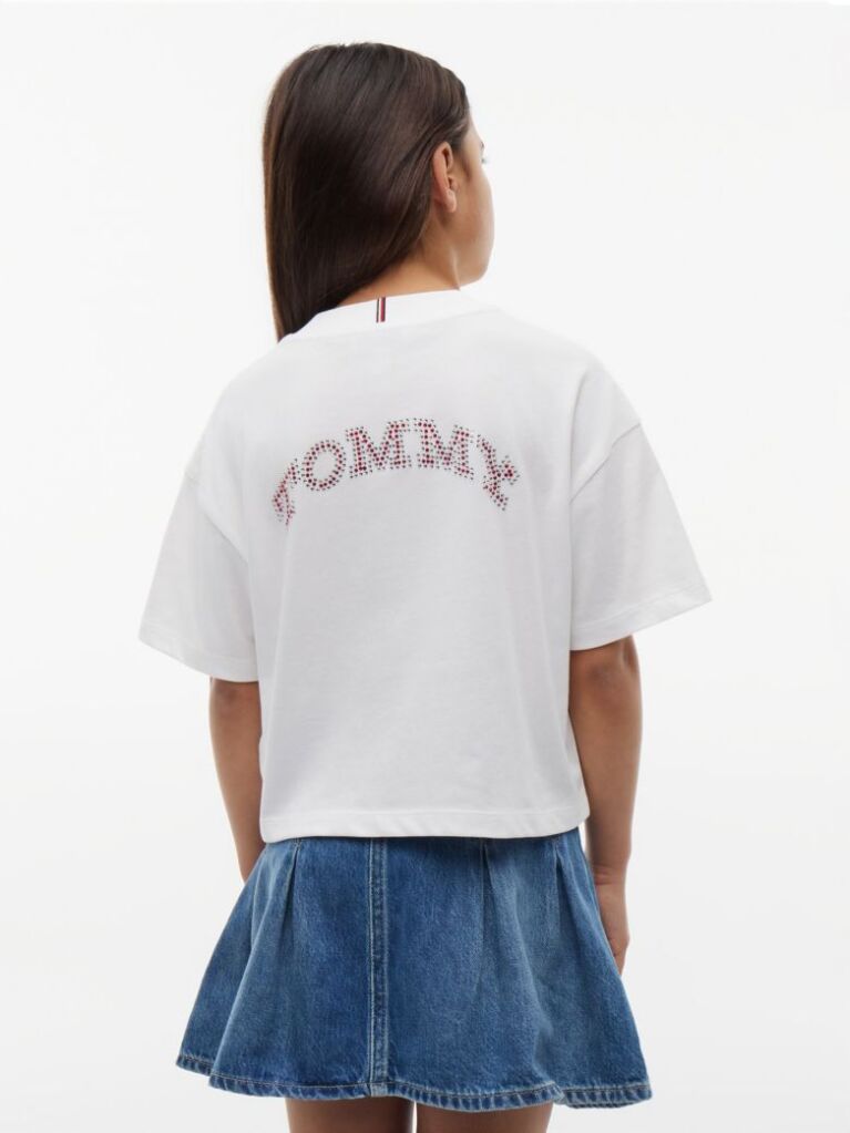 White Rhinestone Jersey T-Shirt  Girls