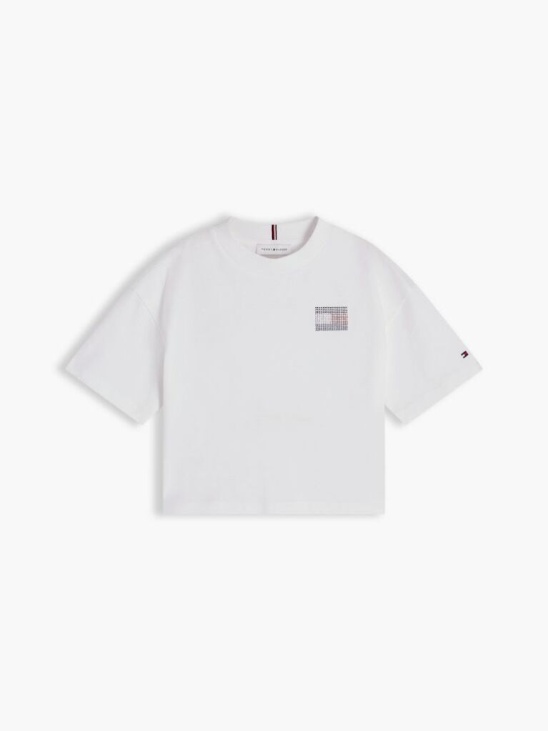 White Rhinestone Jersey T-Shirt  Girls