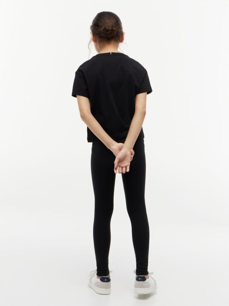 Black Essential Hilfiger Monotype T-Shirt And Leggings Set  Girls