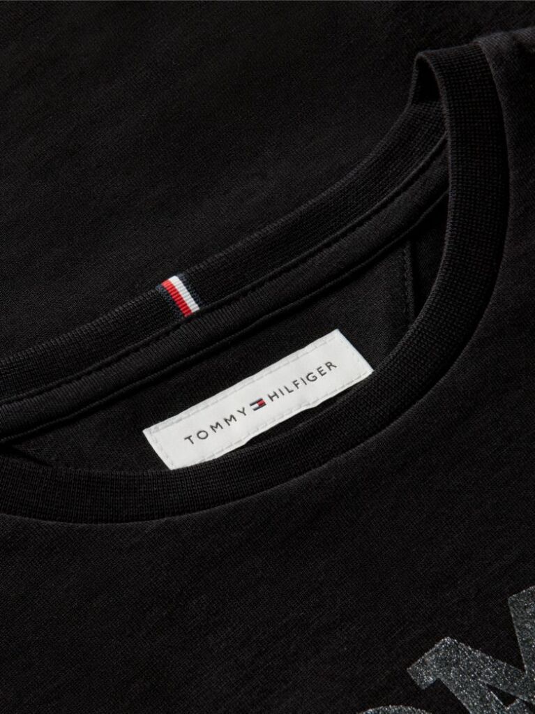 Black Essential Hilfiger Monotype T-Shirt And Leggings Set  Girls