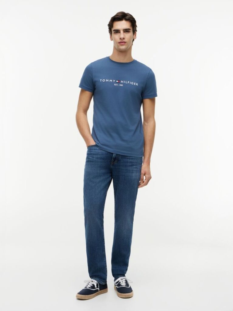 Blue Organic Cotton Chest Logo T-Shirt  Men