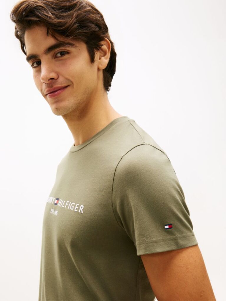 Green Organic Cotton Chest Logo T-Shirt  Men