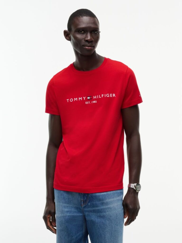 Red Organic Cotton Chest Logo T-Shirt  Men
