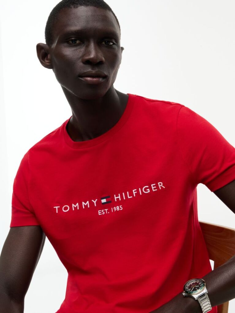 Red Organic Cotton Chest Logo T-Shirt  Men