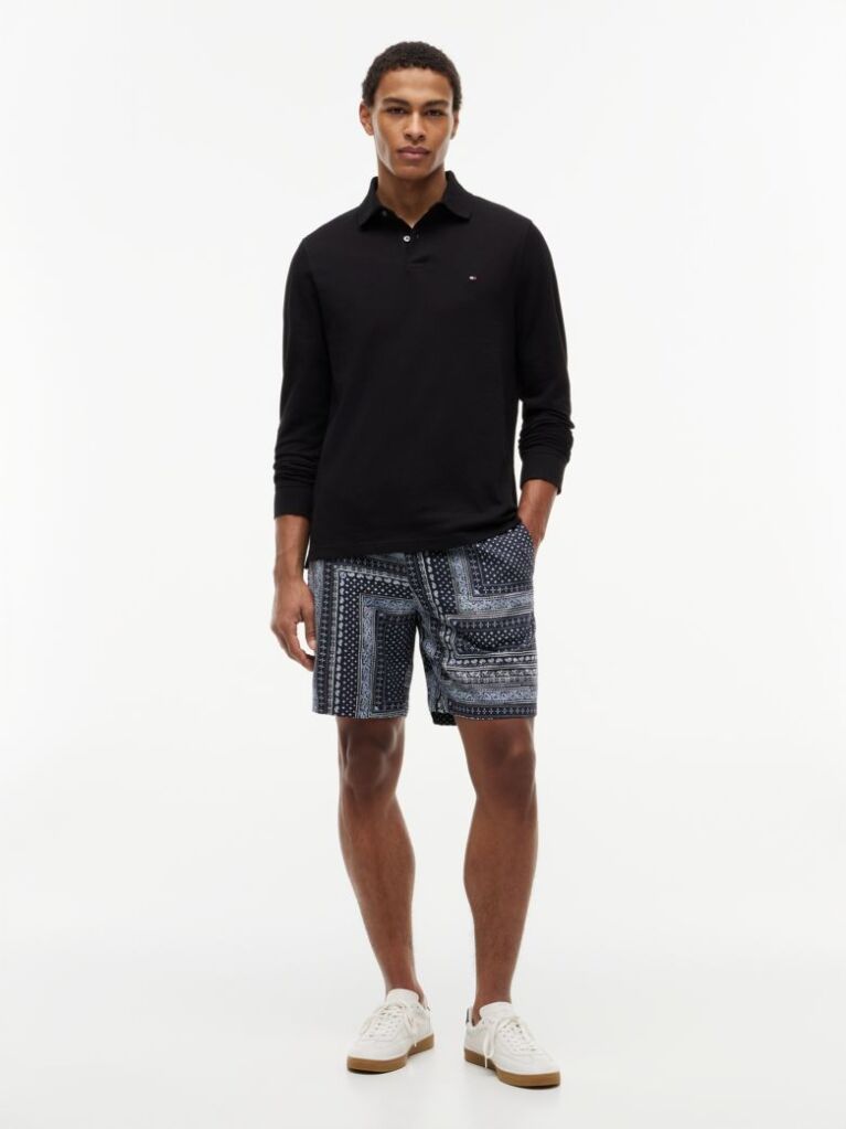 Black 1985 TH Flex Regular Fit Long Sleeve Polo  Men