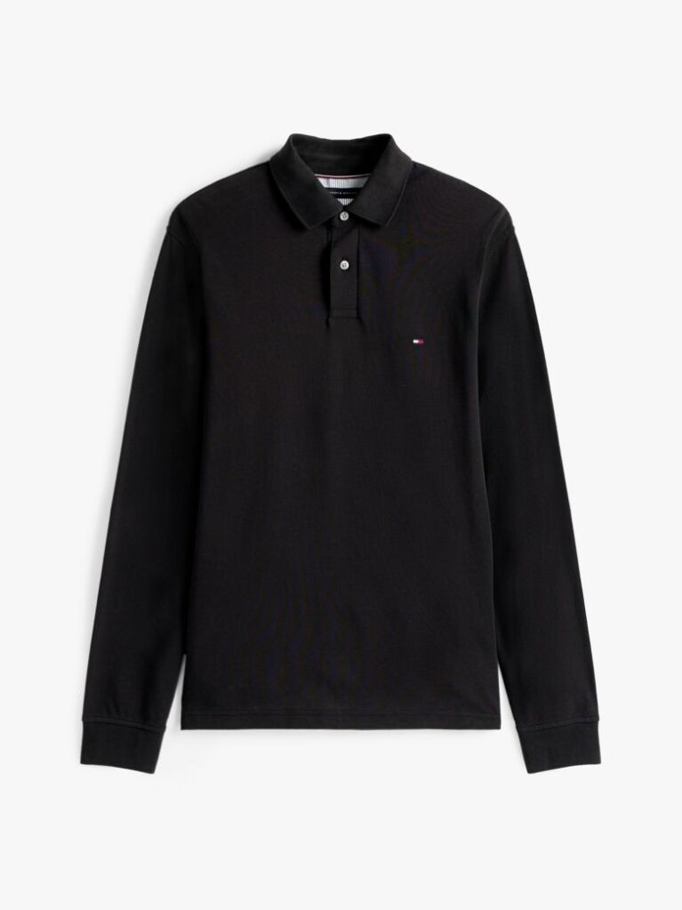 Black 1985 TH Flex Regular Fit Long Sleeve Polo  Men