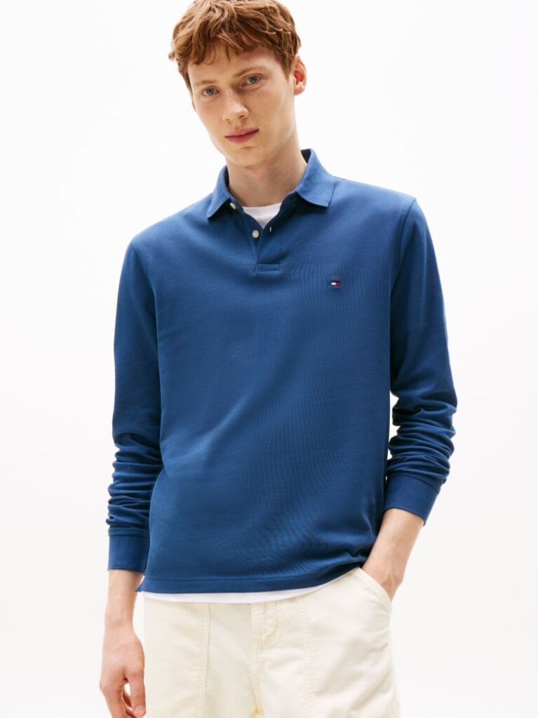 Blue 1985 TH Flex Regular Fit Long Sleeve Polo  Men