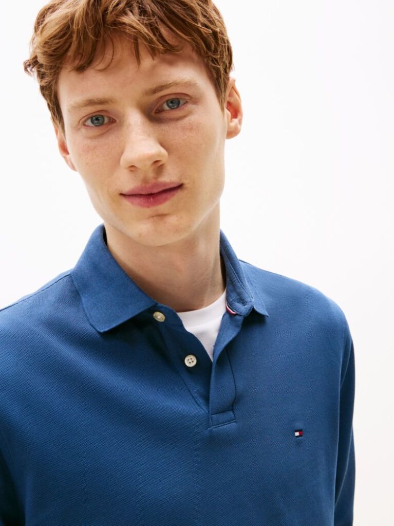 Blue 1985 TH Flex Regular Fit Long Sleeve Polo  Men