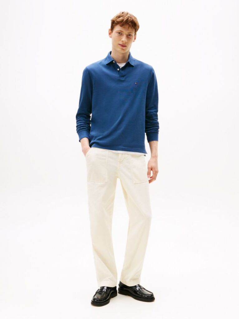 Blue 1985 TH Flex Regular Fit Long Sleeve Polo  Men