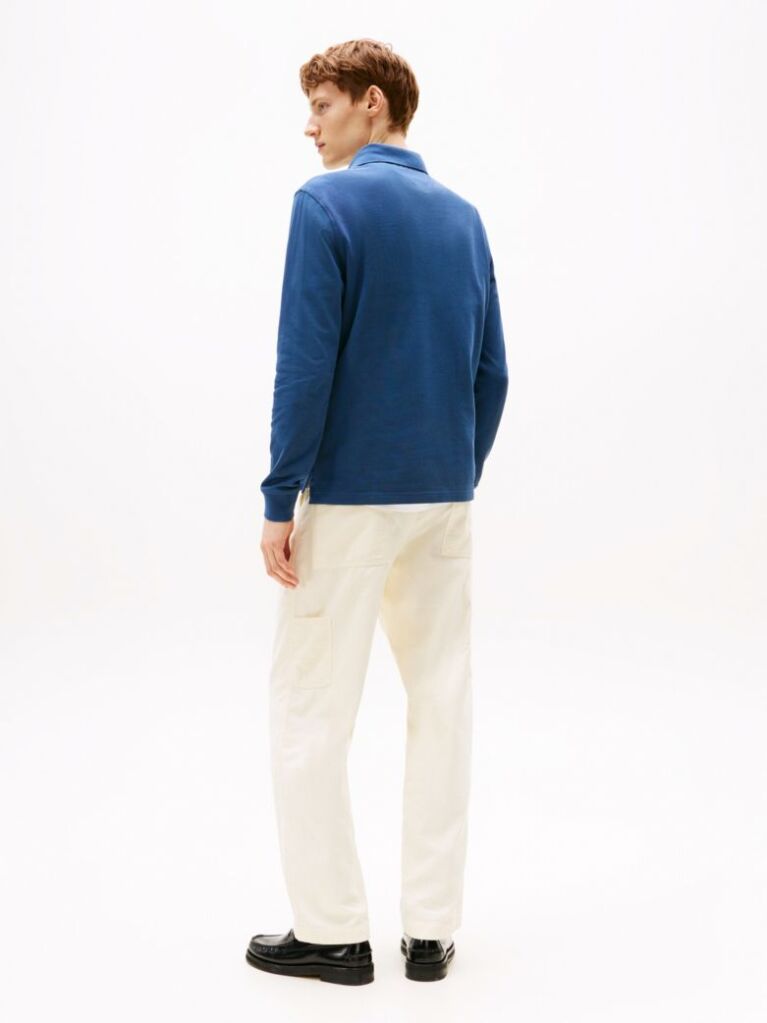 Blue 1985 TH Flex Regular Fit Long Sleeve Polo  Men