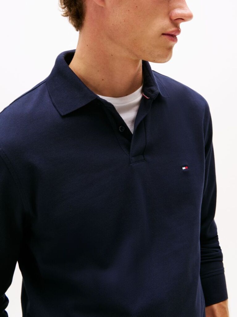 Blue 1985 TH Flex Regular Fit Long Sleeve Polo  Men