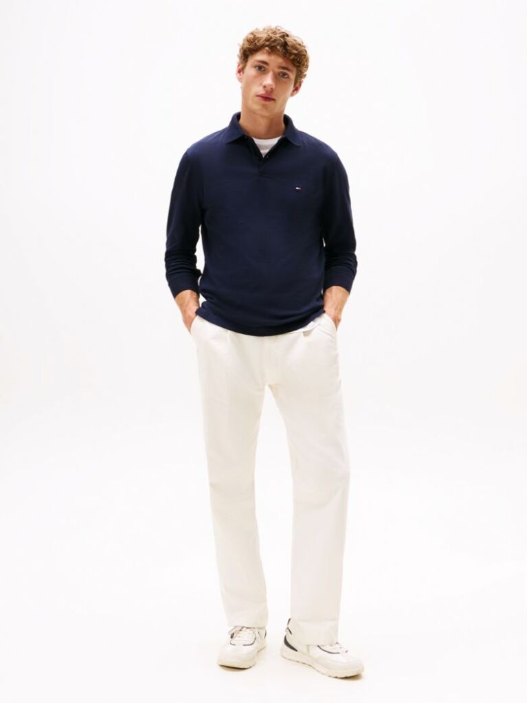 Blue 1985 TH Flex Regular Fit Long Sleeve Polo  Men