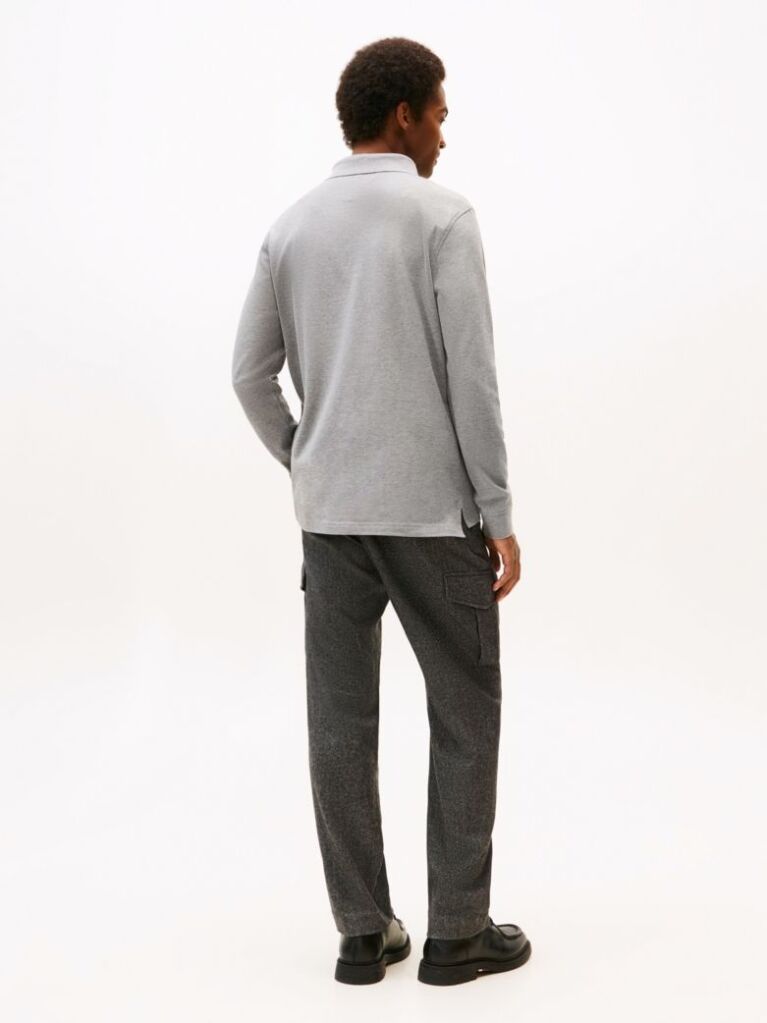 Grey 1985 TH Flex Regular Fit Long Sleeve Polo  Men