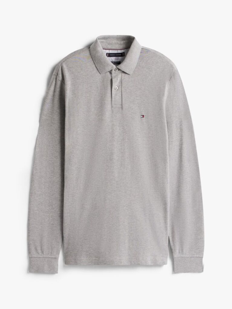 Grey 1985 TH Flex Regular Fit Long Sleeve Polo  Men