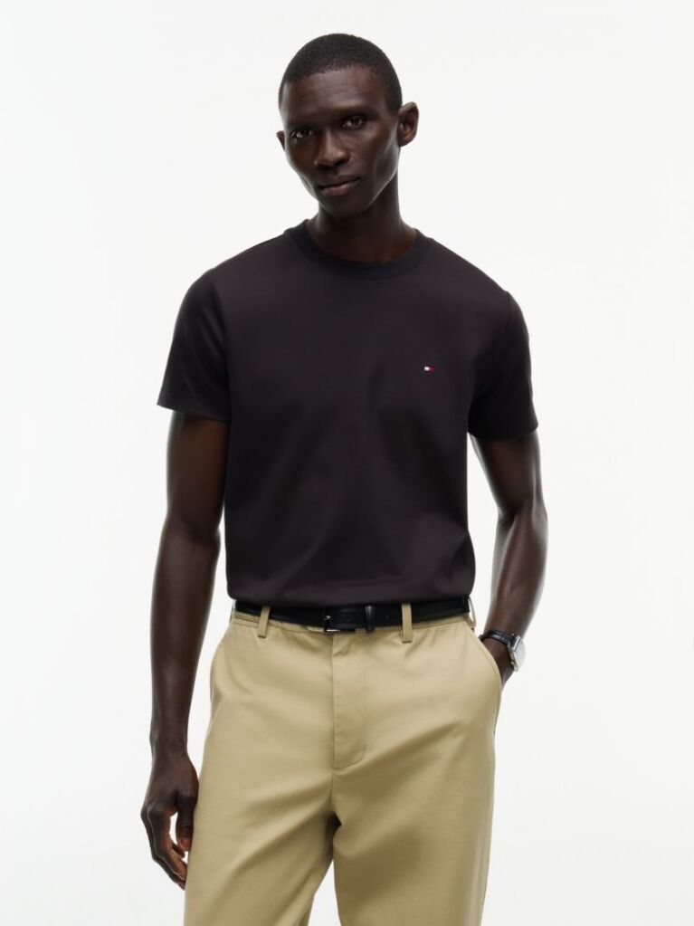 Μαύρο Slim T-Shirt Με Κεντητό Σημαιάκι  Άνδρες