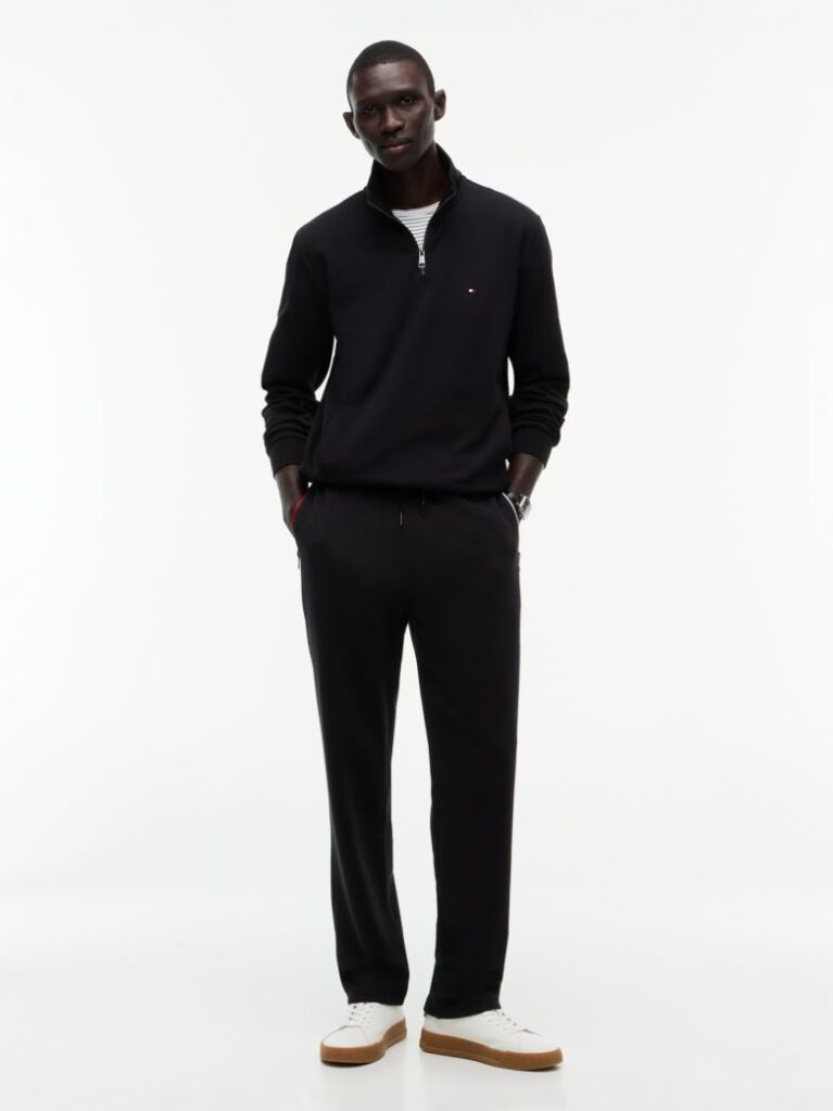 Black Quarter-Zip Intechno Knit Sweatshirt  Men