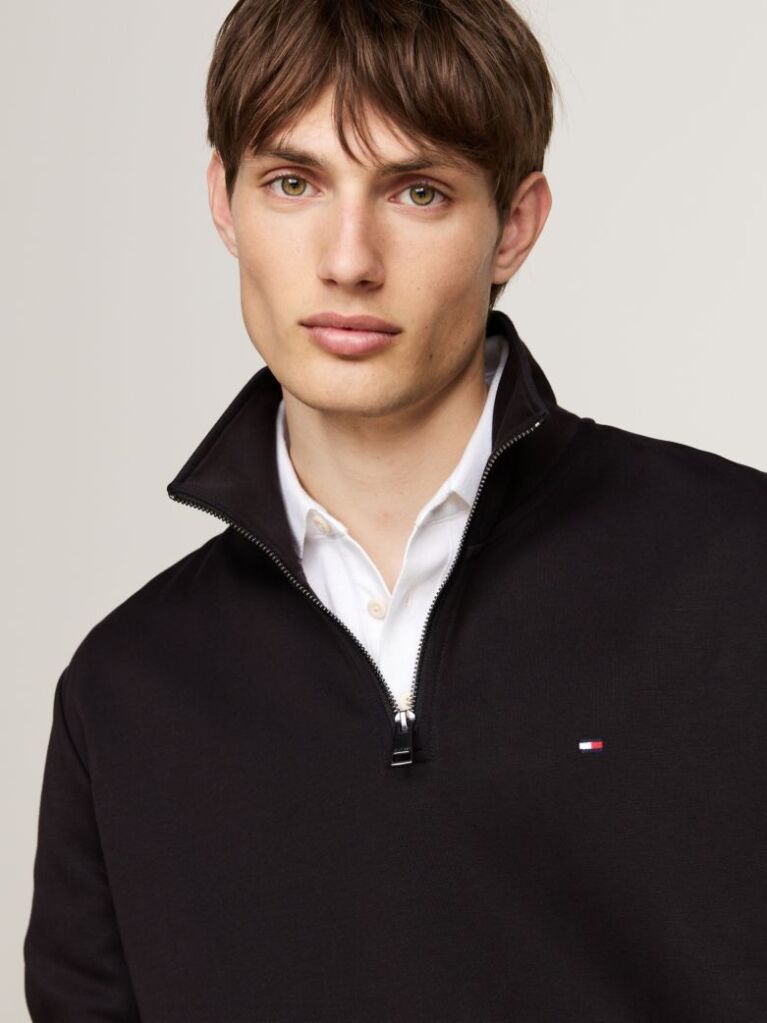 Black Quarter-Zip Intechno Knit Sweatshirt  Men