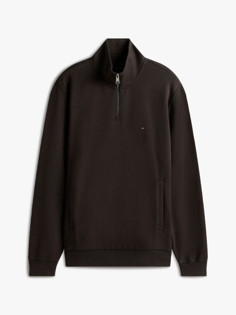 Black Quarter-Zip Intechno Knit Sweatshirt  Men