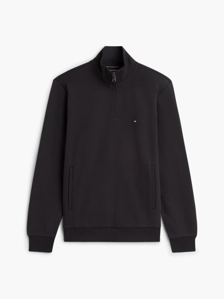 Black Quarter-Zip Intechno Knit Sweatshirt  Men